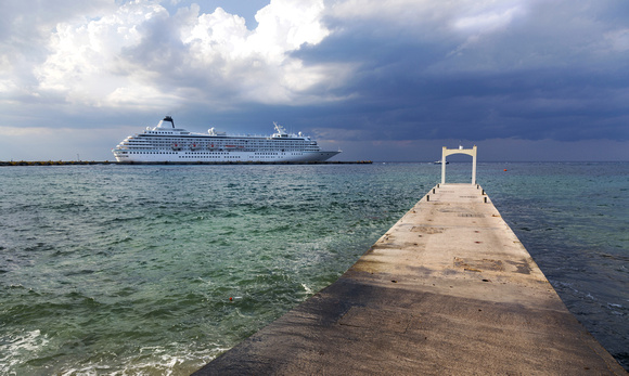 Cruise Ship and Stone Pier