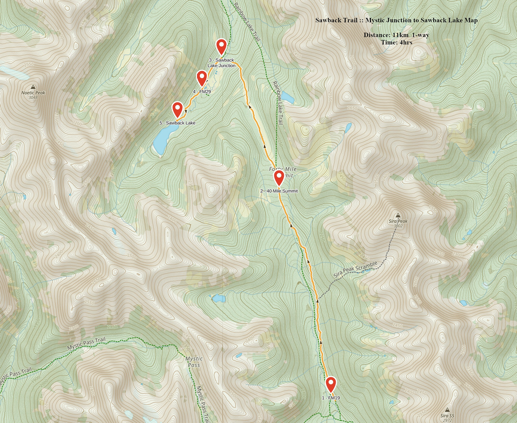 Mystic Junction to Sawback Lake GAIA Map