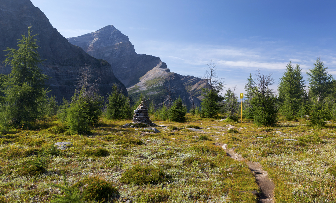 Gibbon Pass with Memorial Cairn and Mt. Storm in the Background