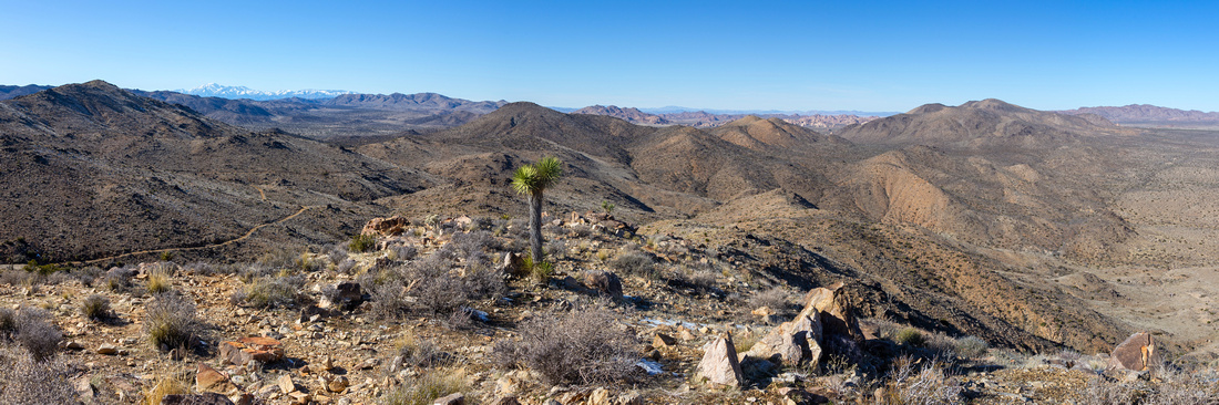 Panoramic View south from North Fortuna with trademark Mission Monument Sign. South Fortuna directly across, Mt. Cowles behind to the right