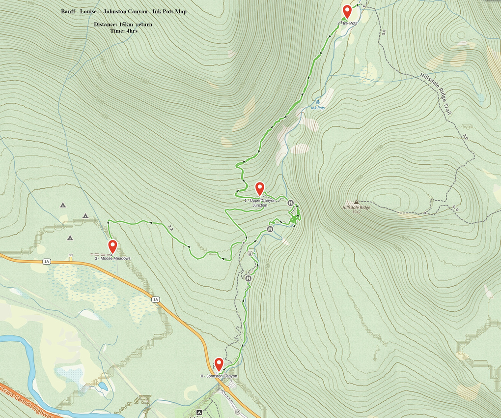 Johnston Canyon - Ink Pots GAIA Map