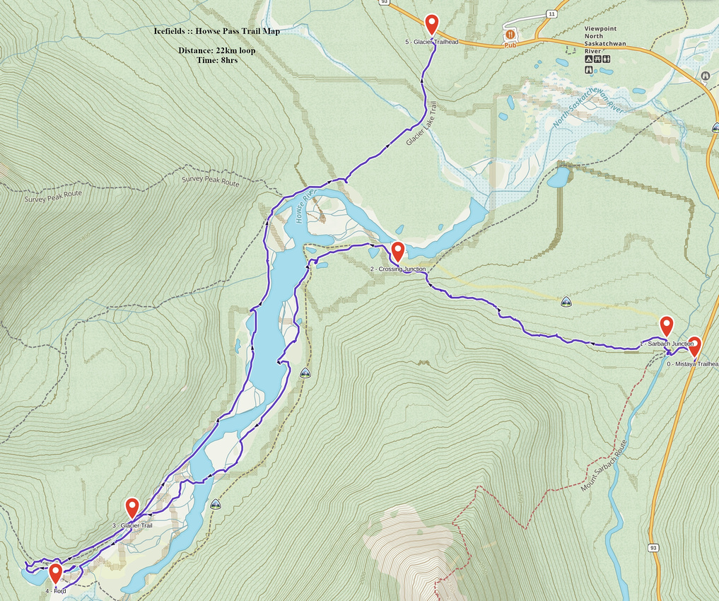 Howse Pass Trail GAIA Map