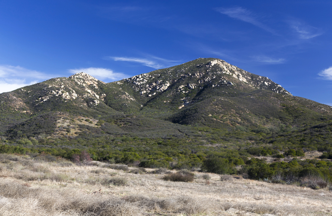 Classic View of Iron Mountain near the trailhead. Ascent follows Skyline ridge in upper part