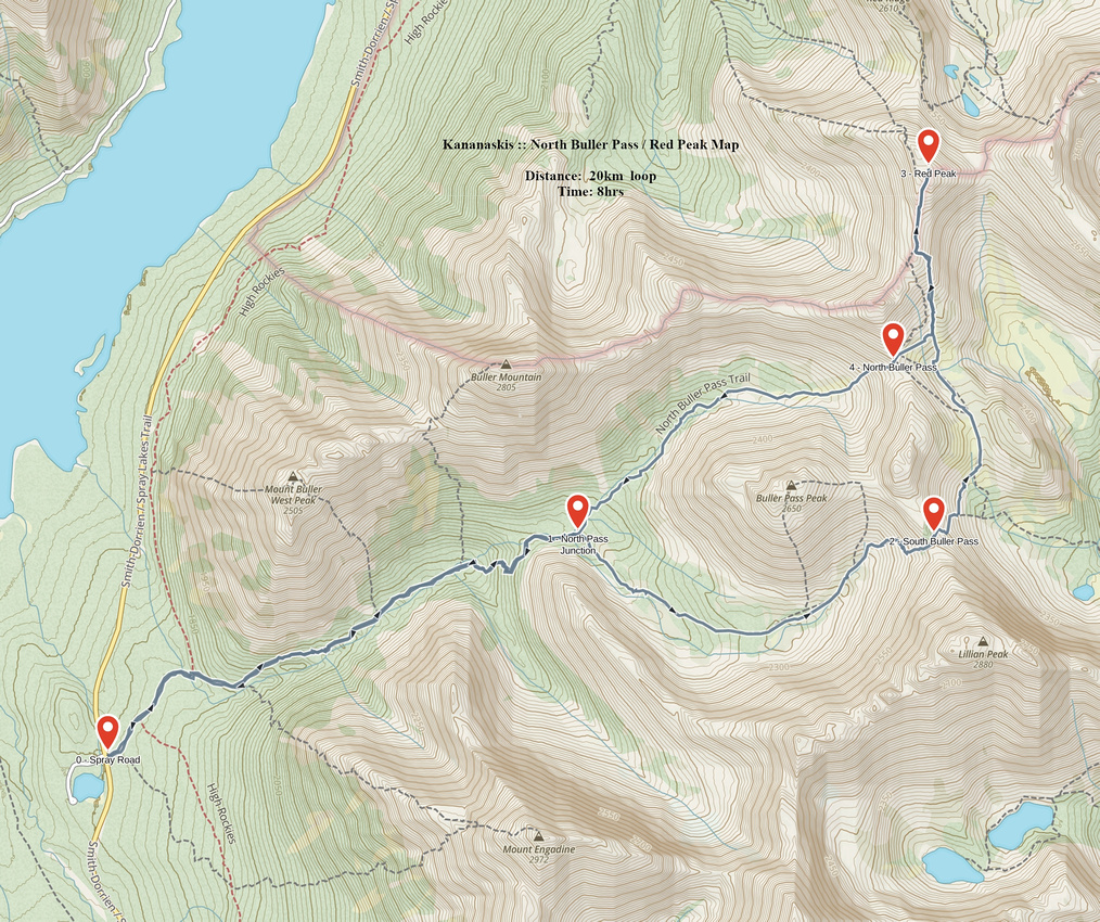 North Buller Pass / Red Peak GAIA Map