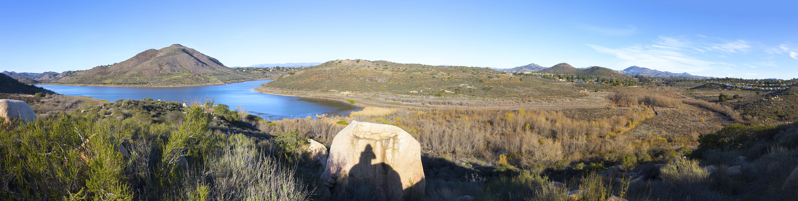 Panoramic View of Lake Hodges, Bernardo Bay and Mountain from Piedras Pintadas Ridge Loop Trail