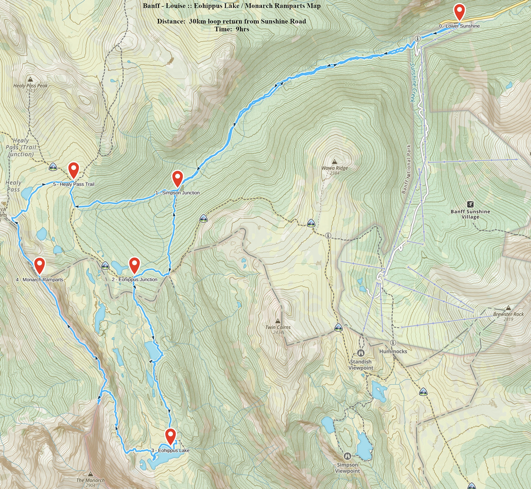 Eohippus Lake / Monarch Ramparts GAIA Map