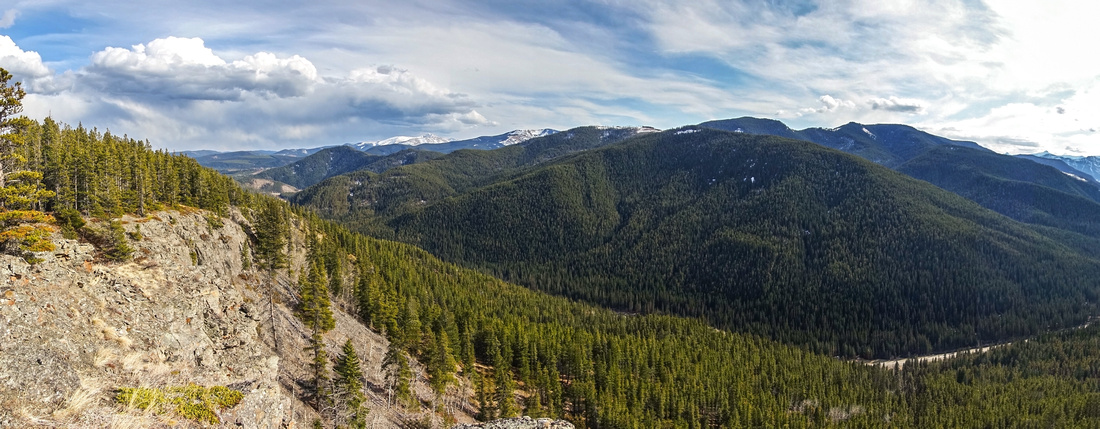 Panoramic view of Elk Lake from Talus slope on south side;  Sira 5 upper left